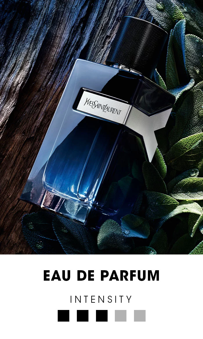 Yves Saint Laurent Y Eau de Parfum bottle on a dark background.