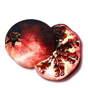 A whole and a half pomegranate.