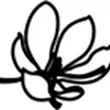 Line drawing of a flower.