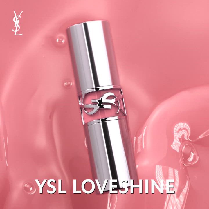 YSL Loveshine lipstick on a pink background.