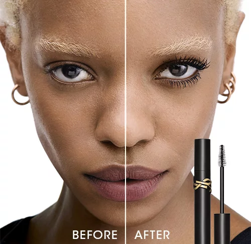 A person with short, blonde hair and earrings with a 'Before' and 'After' comparison.