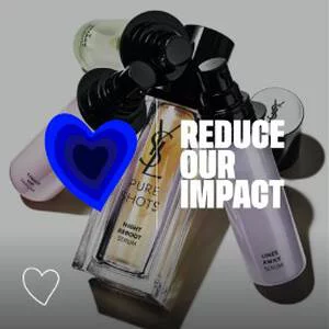 YSL Pure Shots products with text 'REDUCE OUR IMPACT.'