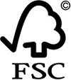 FSC logo with a tree and check mark.
