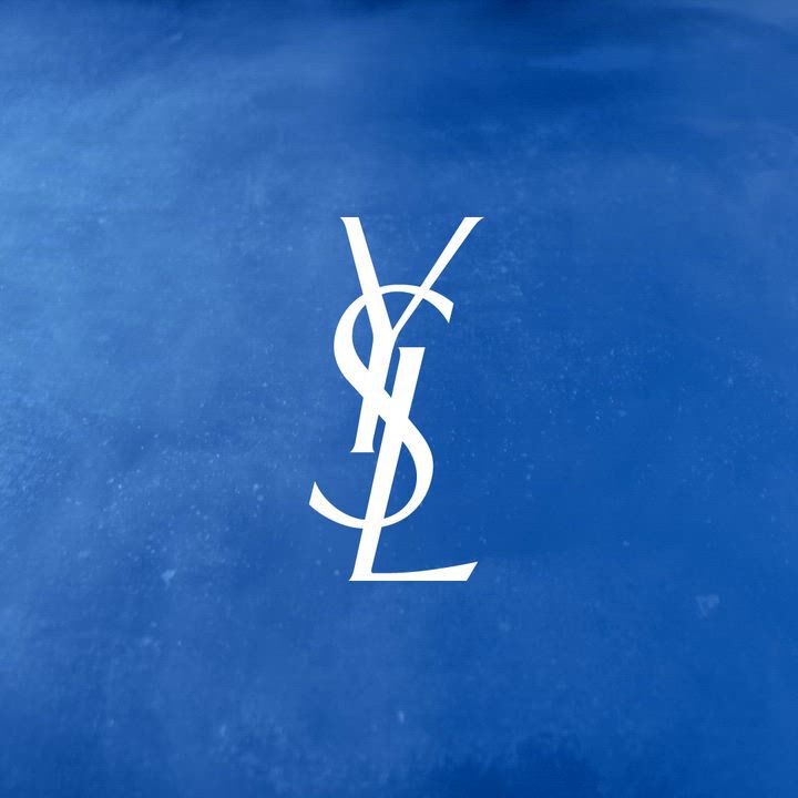 YSL logo on light blue background